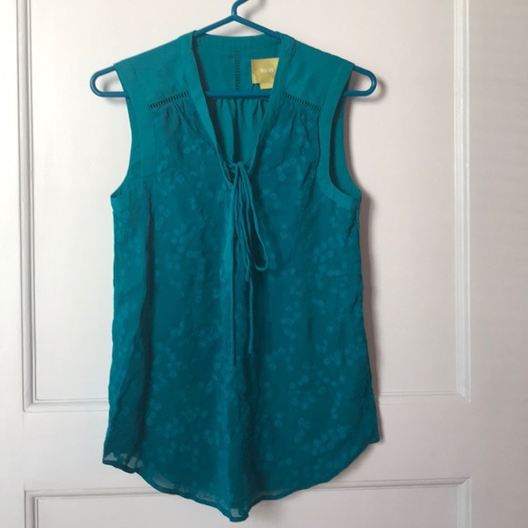 Maeve Tops - Anthropology Maeve Teal Sleeveless Top